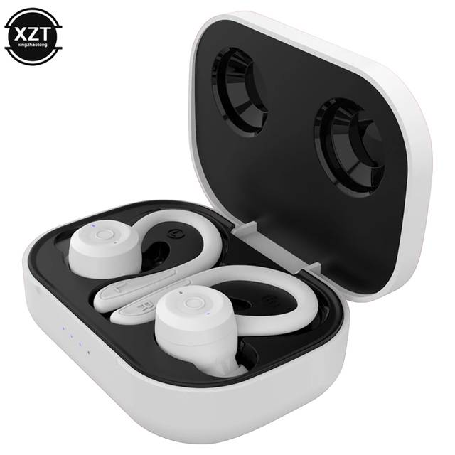 Bezdrátová sluchátka Bluetooth 5.0 s mikrofonem a nabíjecím boxem - Bílá