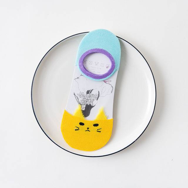 Barevné ponožky | kotníkové ponožky, motiv kočka - 35-41 - ws121huan, 35 - 41