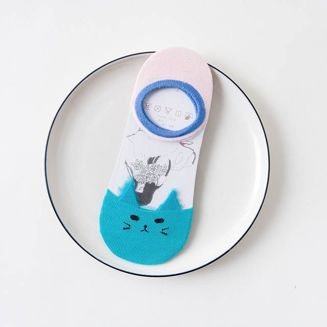 Barevné ponožky | kotníkové ponožky, motiv kočka - 35-41 - ws121lan, 35 - 41