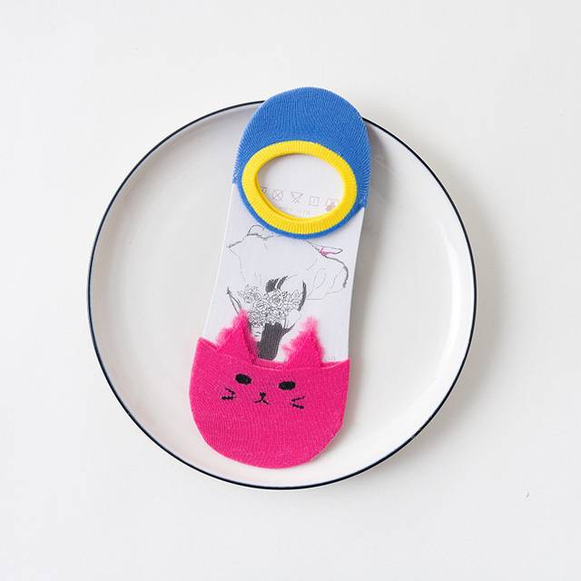 Barevné ponožky | kotníkové ponožky, motiv kočka - 35-41 - ws121mei, 35 - 41