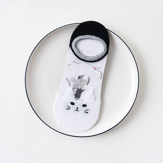 Barevné ponožky | kotníkové ponožky, motiv kočka - 35-41 - ws121bai, 35 - 41