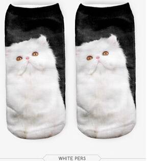 Vtipné a veselé ponožky s kočkou - 1 pár - 3
