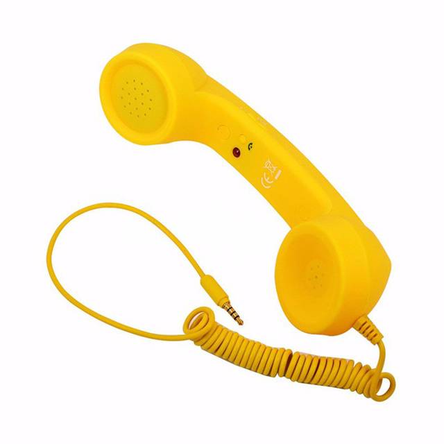 Sluchátko k mobilu | retro sluchátko, pro Android a iPhone - žluté sluchátko