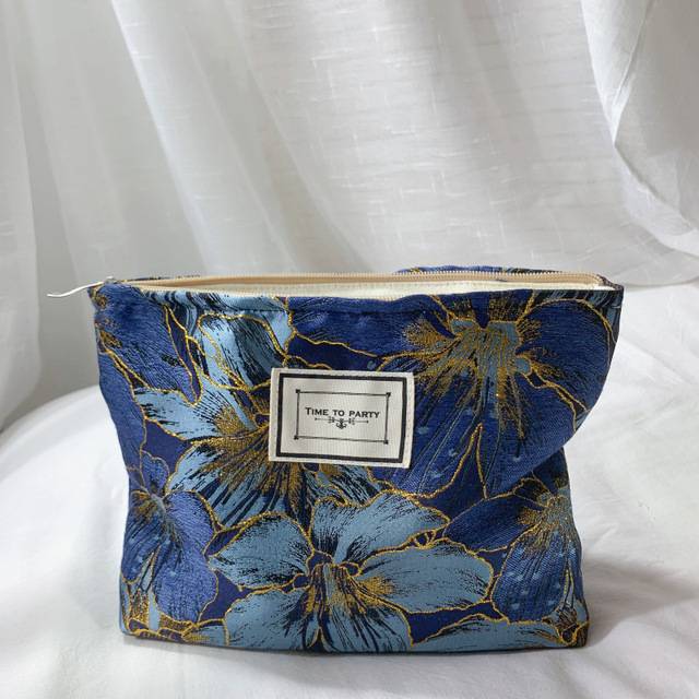 Elegantní plátěná kosmetická taška - modrý