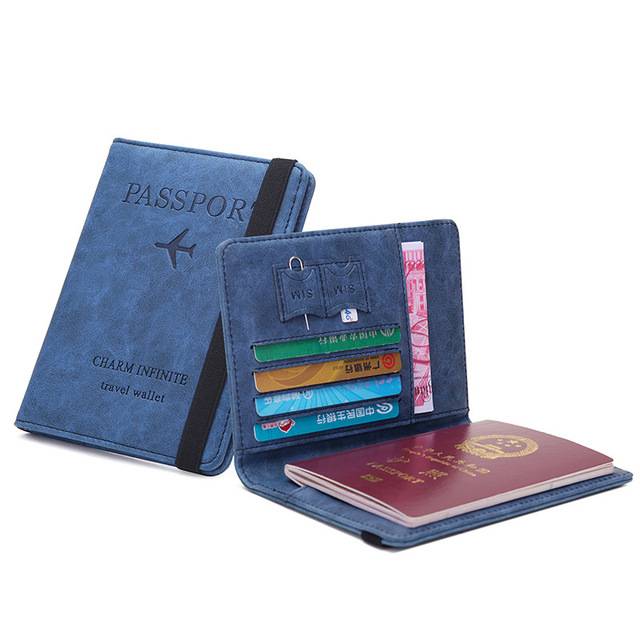 Elegantní obal na cestovní pas - modrý