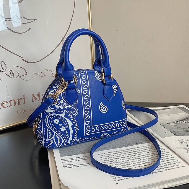 Retro ženská kabelka v designu šátku - taška modrá
