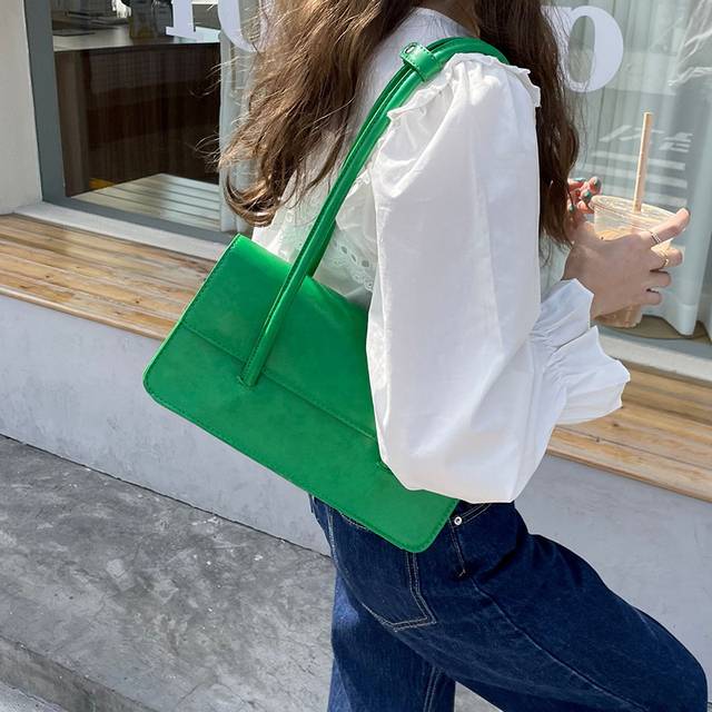 Malá dámská retro kožená kabelka - Zelená