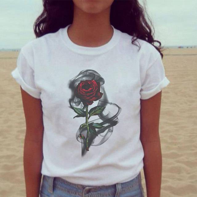 Dámské tričko s potiskem | originální tričko s květinami, S-XXL - 222, S