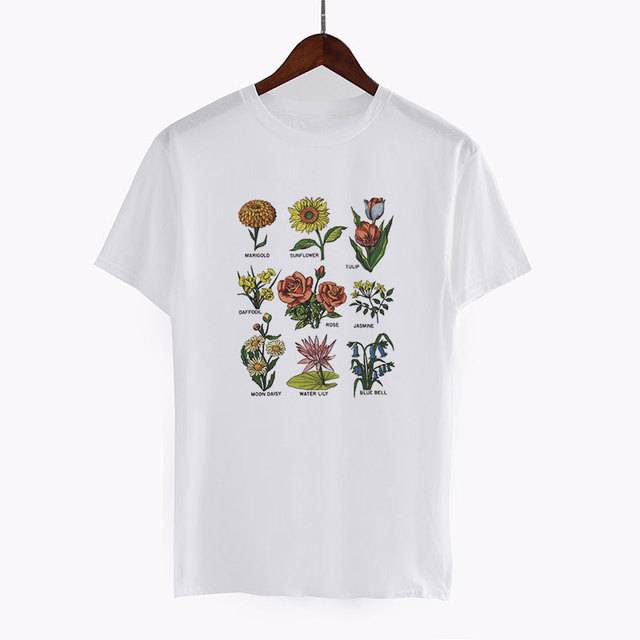 Dámské tričko s potiskem | originální tričko s květinami, S-XXL - 1575, XL