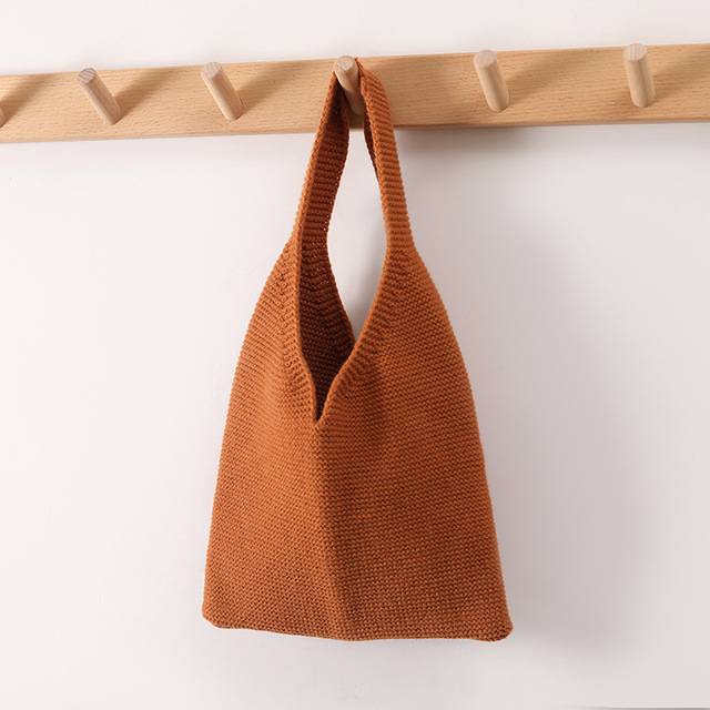 Dámská háčkovaná taška přes rameno - Karamel, L 38 x 30 x 24 cm