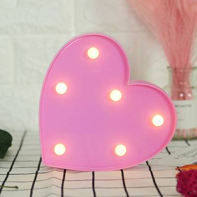 3D LED lampa | noční světlo pro děti - srdce růžové
