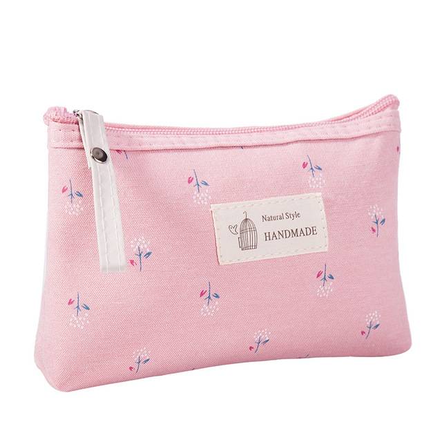 Barevná plátěná kosmetická taška - růžový