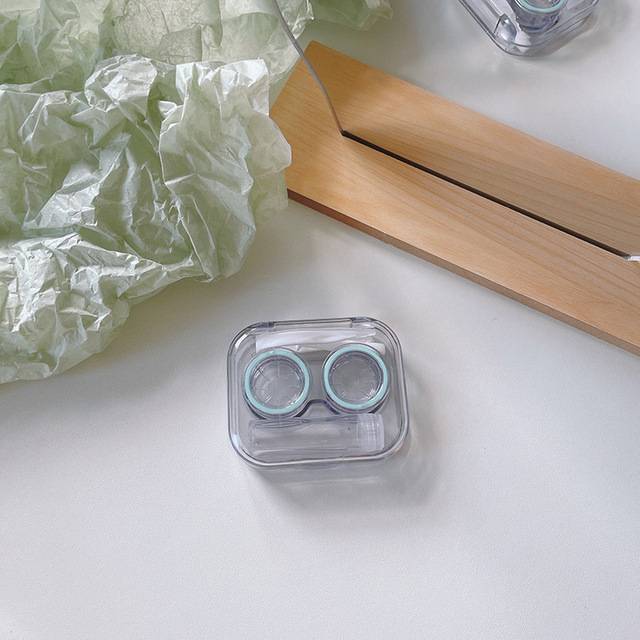 Malá transparentní krabička na kontaktní čočky - Zelená