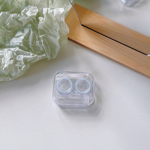 Malá transparentní krabička na kontaktní čočky - modrý