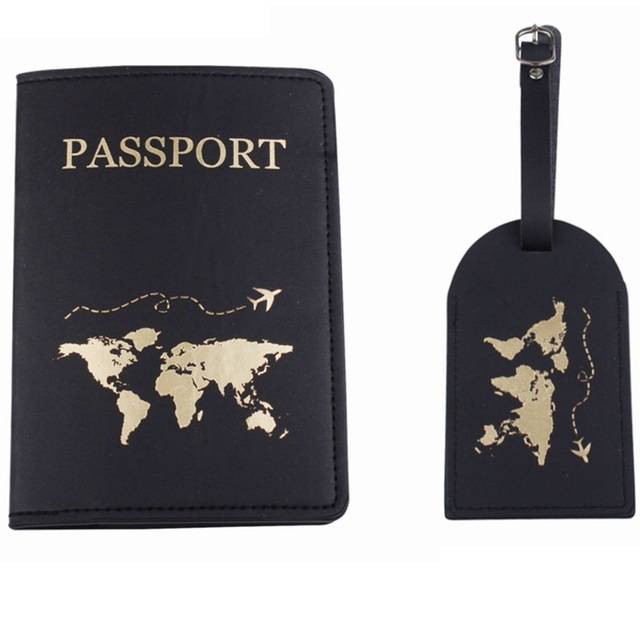 Luxusní sada na cestovní pas a kufr - černá 2
