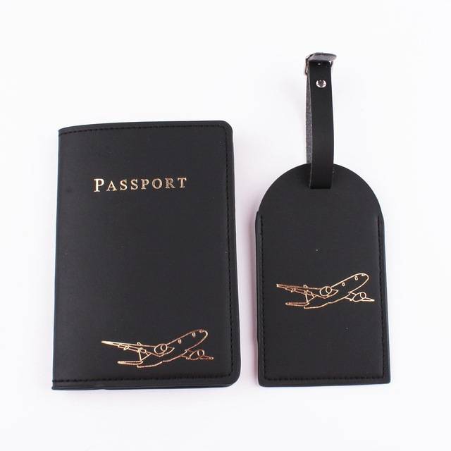 Obal na cestovní pas s visačkou z umělé kůže - Černá 1