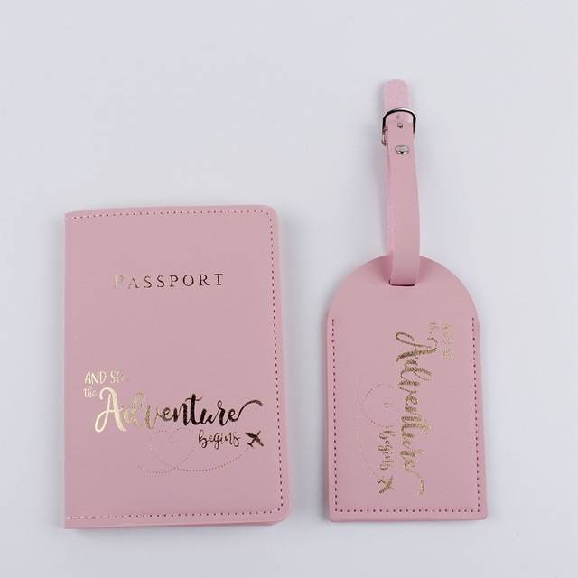 Obal na cestovní pas s visačkou z umělé kůže - Růžová 1