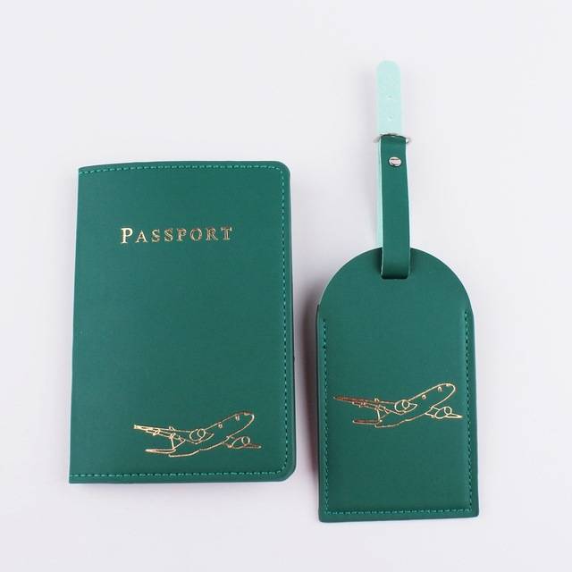 Obal na cestovní pas s visačkou z umělé kůže - Zelená