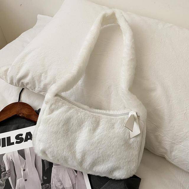 Dámská módní kožešinová kabelka - Bílý