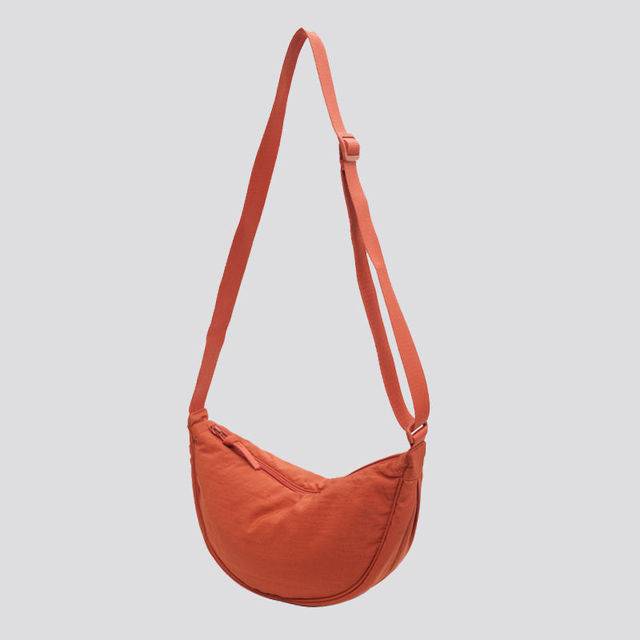 Nylonová ramenní taška se zipem - Oranžový