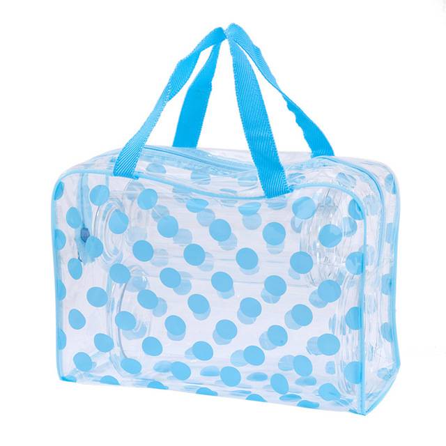 Dámská průhledná cestovní kosmetická taška - modrý