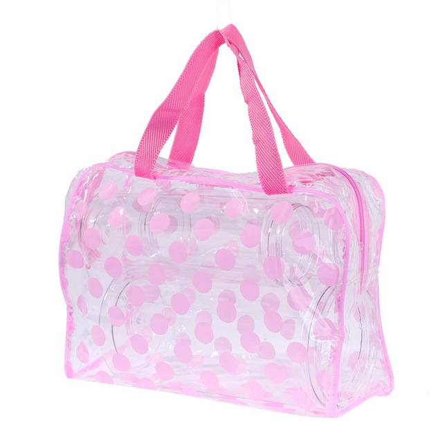 Dámská průhledná cestovní kosmetická taška - růžová-200004870