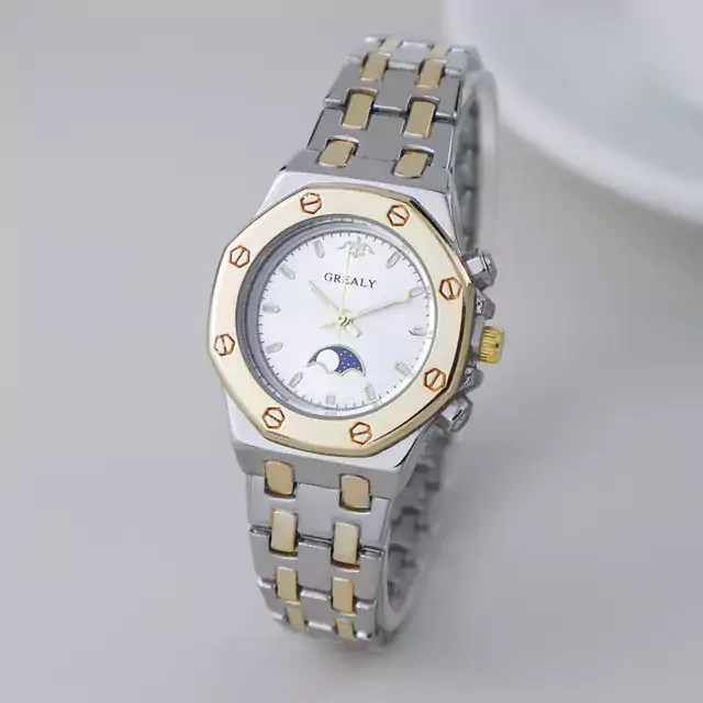 Elegantní stylové dámské hodinky - Polozlato bílá