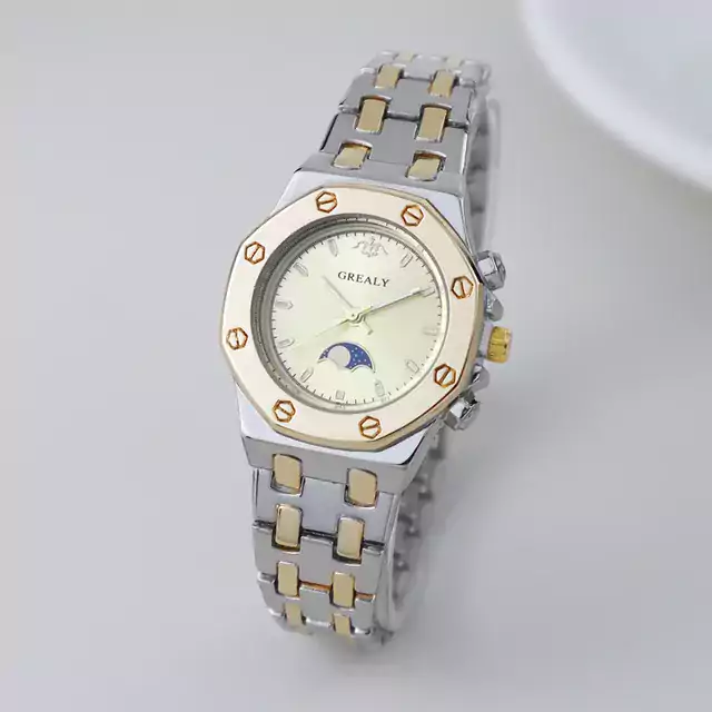 Elegantní stylové dámské hodinky - Polozlaté zlato