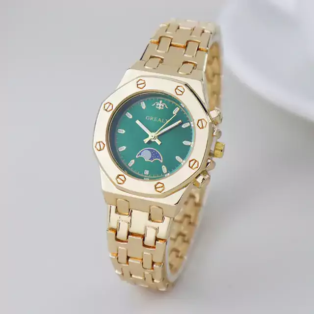 Elegantní stylové dámské hodinky - Zlato zelená
