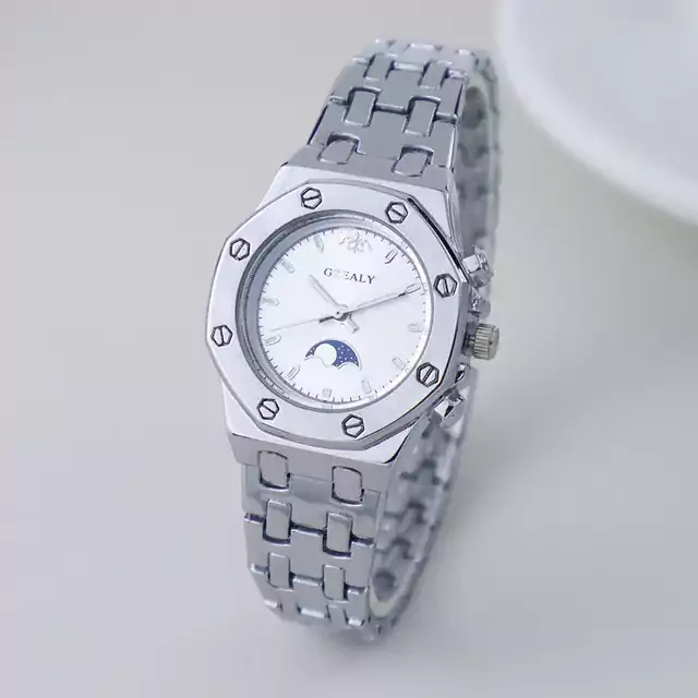 Elegantní stylové dámské hodinky - stříbrná bílá