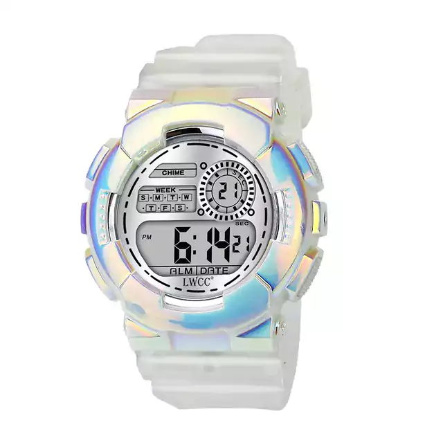 Vodotěsné digitální hodinky - Průhledné stříbro
