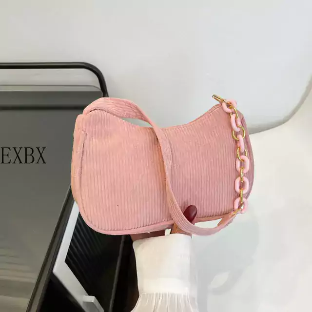 Módní vintage dámská kabelka - Řetízek růžovo-zlatý