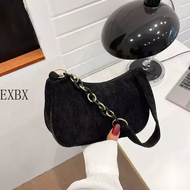 Módní vintage dámská kabelka - Řetízek černo-zlatý