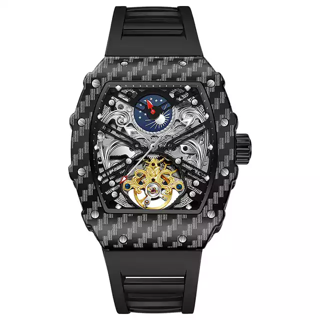 Luxusní průhledné pánské hodinky - Černá