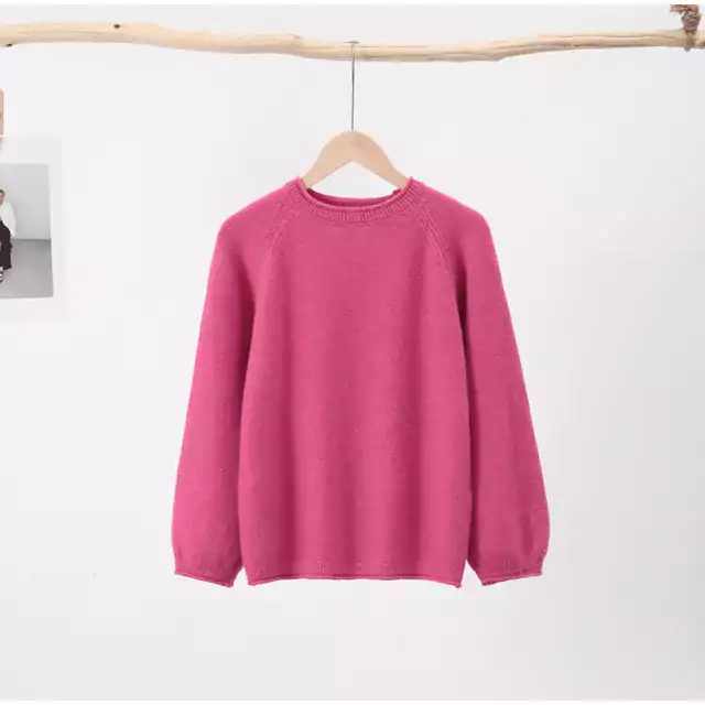 Volný dámský svetr s dlouhým rukávem - Růžový prášek, XL