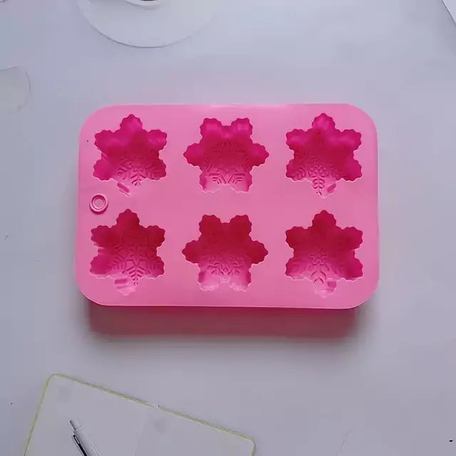 Silikonová forma na led | forma na mýdlo - styl vločky - Růžová