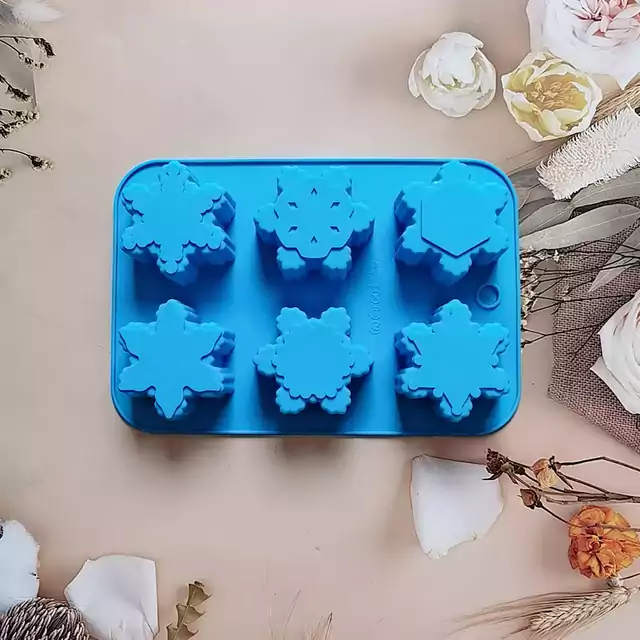 Silikonová forma na led | forma na mýdlo - styl vločky - Modrá