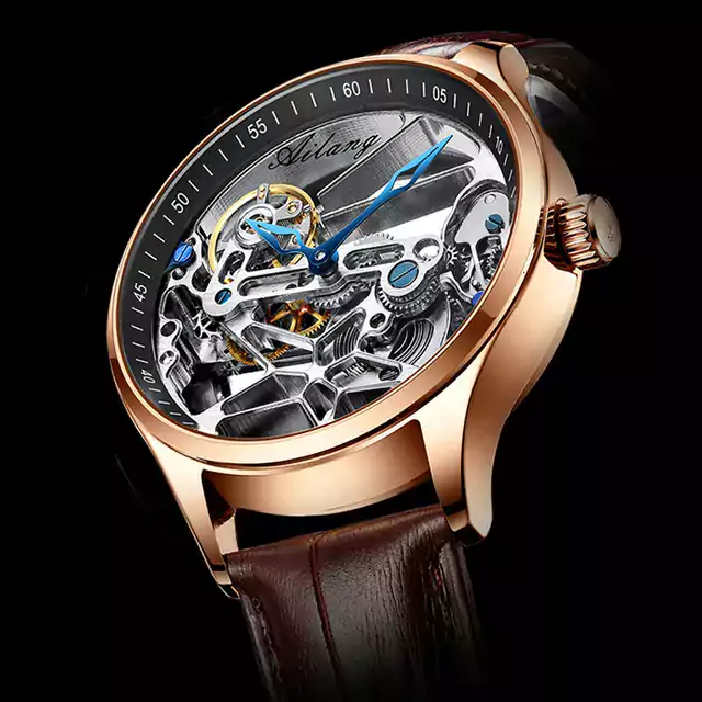 Ocelové luxusní pánské hodinky - Růžově zlatá černá
