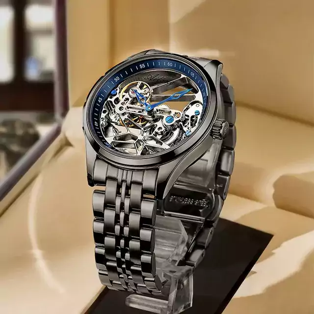 Ocelové luxusní pánské hodinky - Ocelově černá modrá