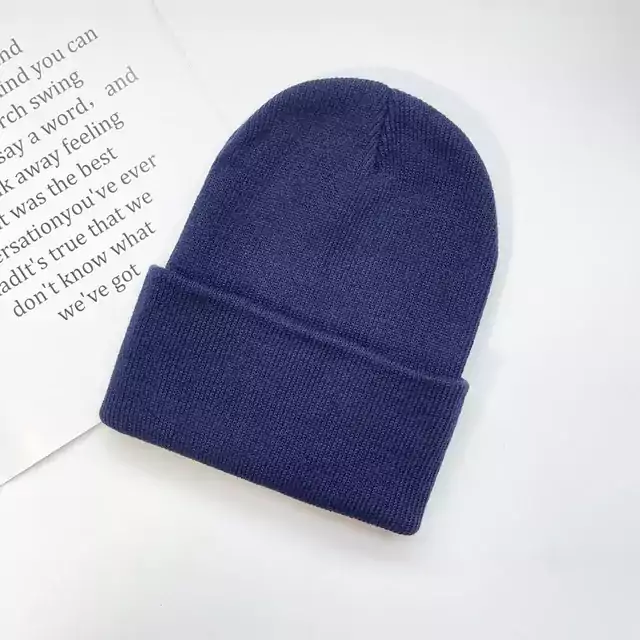 Teplá zimní čepice | Pro děti i dospělé - Námořnická modrá, Miminko 15x17cm