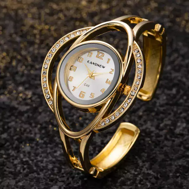 Luxusní dámské hodinky s náramkem z nerezové oceli - Zlato bílá