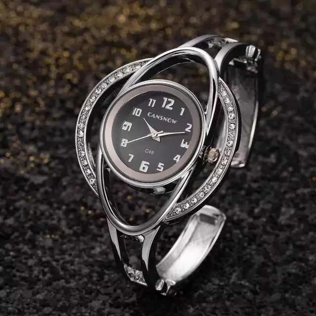 Luxusní dámské hodinky s náramkem z nerezové oceli - Stříbrná černá