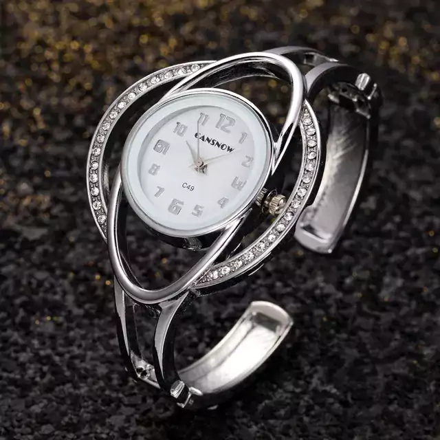 Luxusní dámské hodinky s náramkem z nerezové oceli - stříbrná bílá