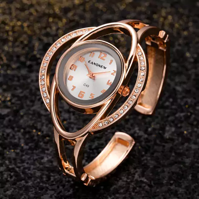 Luxusní dámské hodinky s náramkem z nerezové oceli - Růžově zlaté bílé