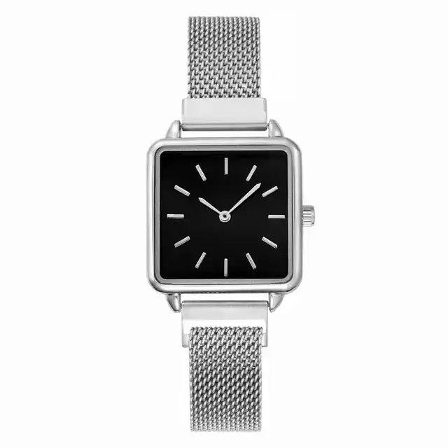 Elegantní čtvercové dámské hodinky - Stříbrná černá