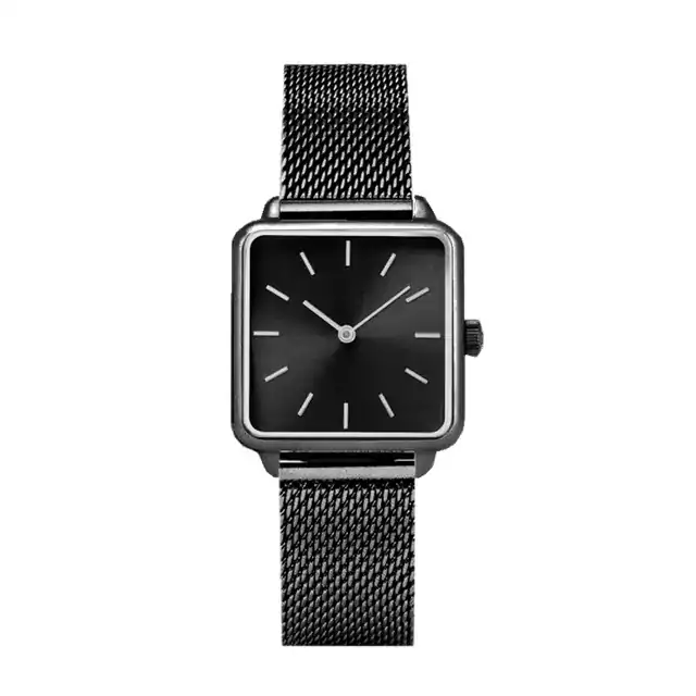 Elegantní čtvercové dámské hodinky - Černá