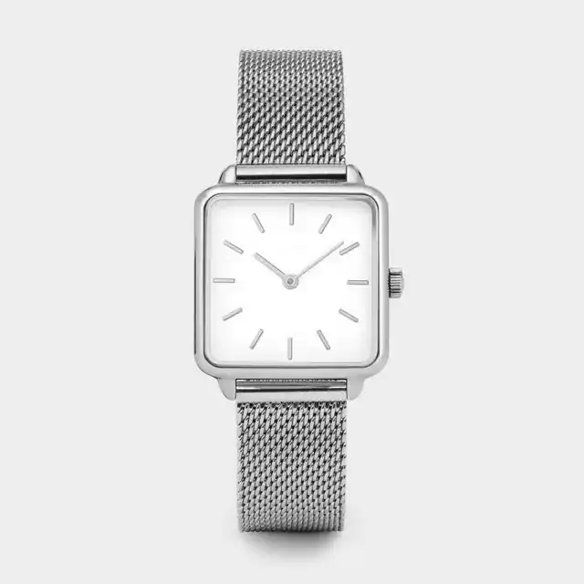 Elegantní čtvercové dámské hodinky - Stříbrný