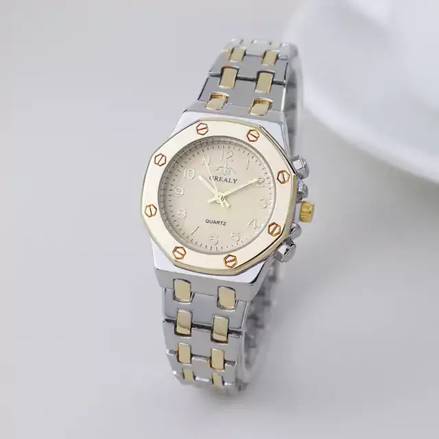 Luxusní dámské hodinky s ocelovým páskem - Polozlaté zlato