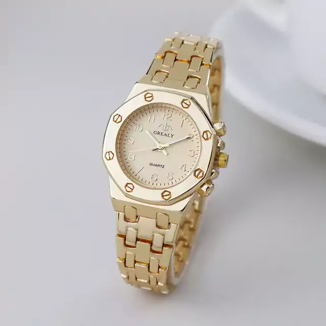 Luxusní dámské hodinky s ocelovým páskem - Zlato Zlato