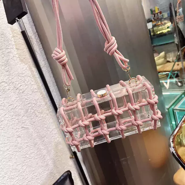 Luxusní transparentní párty kabelka - Růžový PU